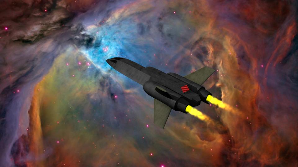 Das Scoutship war nicht viel mehr als ein langer, torpedoförmiger Körper mit zwei Triebwerken und x-förmig platzierten Flügeln. Ich habe ihm stattdessen eine Keilform gegeben.