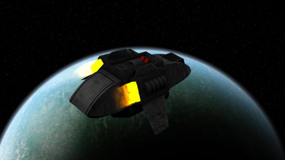 Das ursprüngliche Design war nur ein Kasten mit Gondeln an der Unterseite, wodurch es wie eine Billigversion eines Shuttles aus StarTrek TOS wirkte. Ich gab meiner Version eine abgerundete Keilform, um es mehr wie ein Shuttle aus TNG aussehen zu lassen.