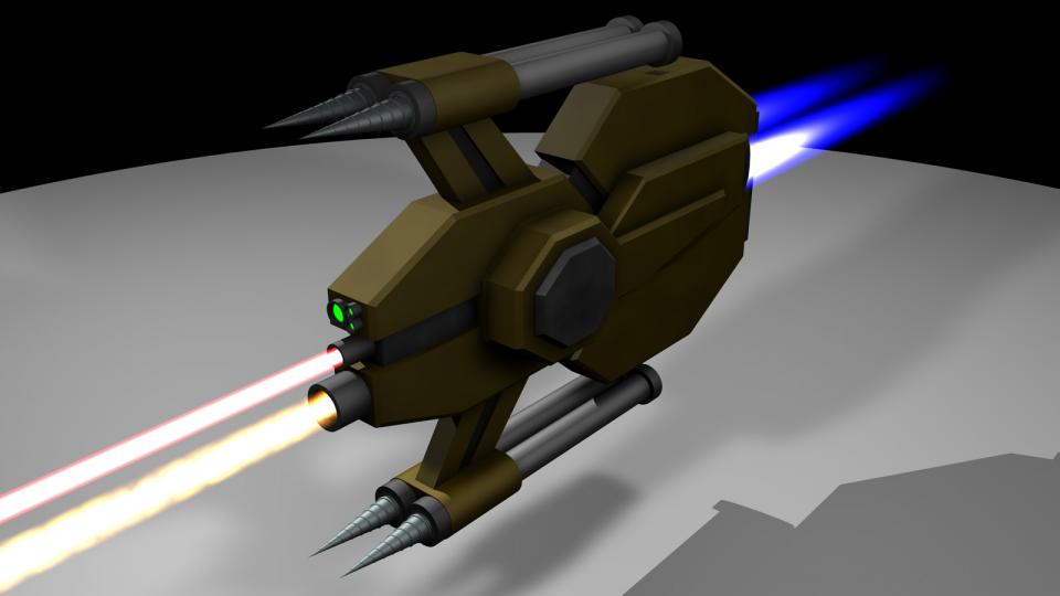 Bergbaudronen wie diese werden an Bord von Schiffen der Stardust-Klasse verwendet. Sie docken im Hangar am hinteren Ende des Schiffs. Sie verwenden ihre Bohrer, um sich an Erzvorkommen zu heften und bauen sie mit ihren Lasern ab. Manchmal werden sie auch zur Verteidigung eingesetzt - dann heften sich die Dronen an feindliche Schiffe und "bauen sie ab". Erstellt Mai 2011