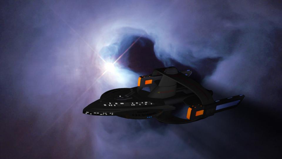 Die Ozymandias passiert einen Nebel.