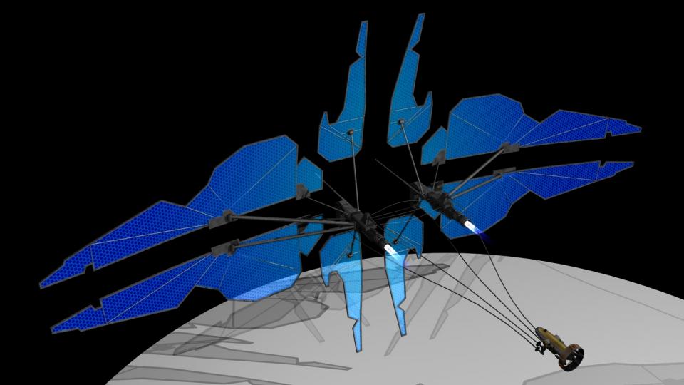 Der Bussard-Antrieb der Aurora ist primär für den Flug in der Atmosphäre gedacht. Er funktioniert zwar auch im All, ist dort aber weitaus weniger effektiv. Für den Tiefraumflug verwendet die Aurora große Energiesegel. Die Segel verwenden Solarenergie und Partikel um zwei Solartriebwerke zu betreiben. Die Segel können auch verwendet werden, um Ströme aus dunkler Energie einzufangen, die es dem Schiff erlauben, schneller als Licht zu fliegen. Erstellt April 2011